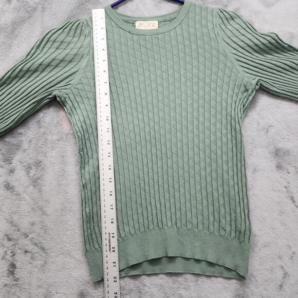 Marled Sweater Womens XS Green Crew Neck Half Sleeves Pullover Stretch Knit - Picture 7 of 8